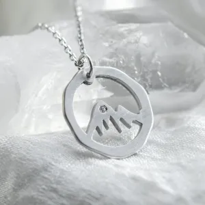 Matte gold necklace with mountain motive LIVIGNO Thumbnail