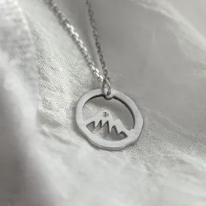 Matte gold necklace with mountain motive LIVIGNO Thumbnail