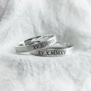 Engraved wedding rings with Roman numerals NADIA