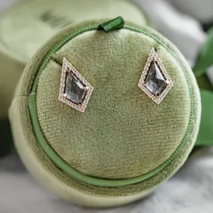 Statement earrings with rutile quartz and side diamonds ALEXIS Thumbnail