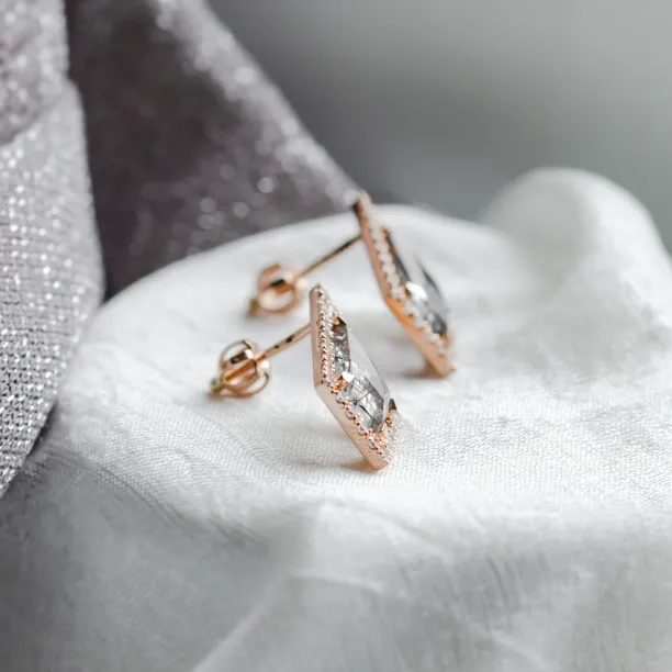 Statement earrings with rutile quartz and side diamonds ALEXIS Image
