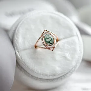 Luxury gold ring with moss agate and diamonds PINIA Thumbnail