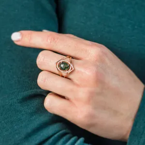 Luxury gold ring with moss agate and diamonds PINIA Thumbnail
