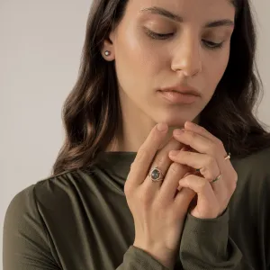 Luxury gold ring with moss agate and diamonds PINIA Thumbnail