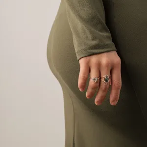 Luxury gold ring with moss agate and diamonds PINIA Thumbnail