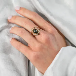 Luxury gold ring with moss agate and diamonds PINIA Thumbnail