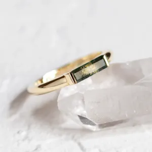Zlatý prsten s baguette mechovým achátem CATHIA Thumbnail