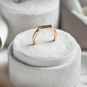 Zlatý prsten s baguette mechovým achátem CATHIA Thumbnail