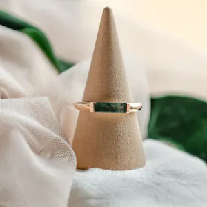 Zlatý prsten s baguette mechovým achátem CATHIA Thumbnail