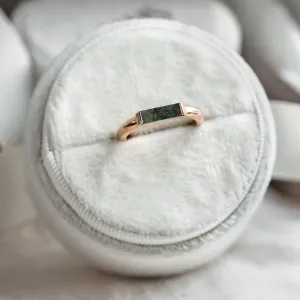 Zlatý prsten s baguette mechovým achátem CATHIA Thumbnail