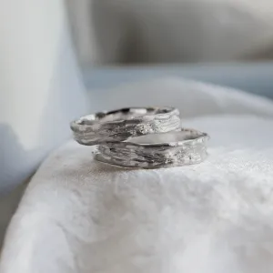 Unusual wedding rings with natural surface ARETA Thumbnail