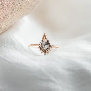 Unusual engagement ring with salt and pepper diamond and side diamonds ADIRA Thumbnail