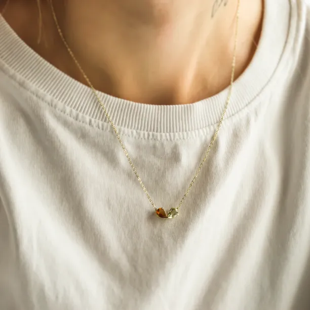 Zlatý náhrdelník toi et moi s citrínem a citrónovým křišťálem MEL Image