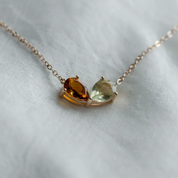 Zlatý náhrdelník toi et moi s citrínem a citrónovým křišťálem MEL Image