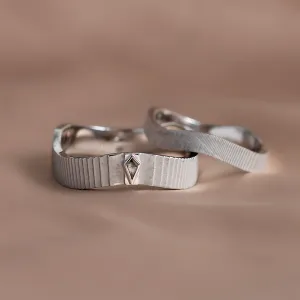 Original wedding rings with salt and pepper diamond CHARLES