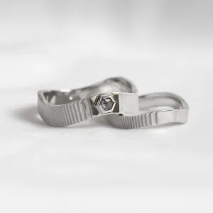 Unusual wedding rings with salt and pepper diamond JACKLYN