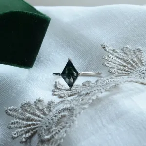 Geometrický zásnubní prsten s mechovým achátem LUCCA Thumbnail