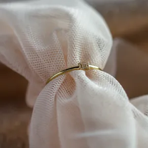 Gold minimalist ring with fancy chmapagne diamond MARGO Thumbnail
