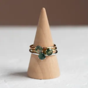 Minimalist engagement ring with moss agate MAGGIE Thumbnail