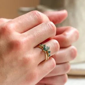 Minimalist engagement ring with moss agate MAGGIE Thumbnail