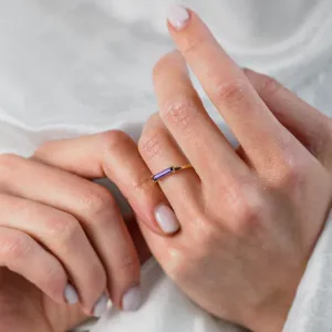 Gold ring with baguette amethyst AYLA Thumbnail