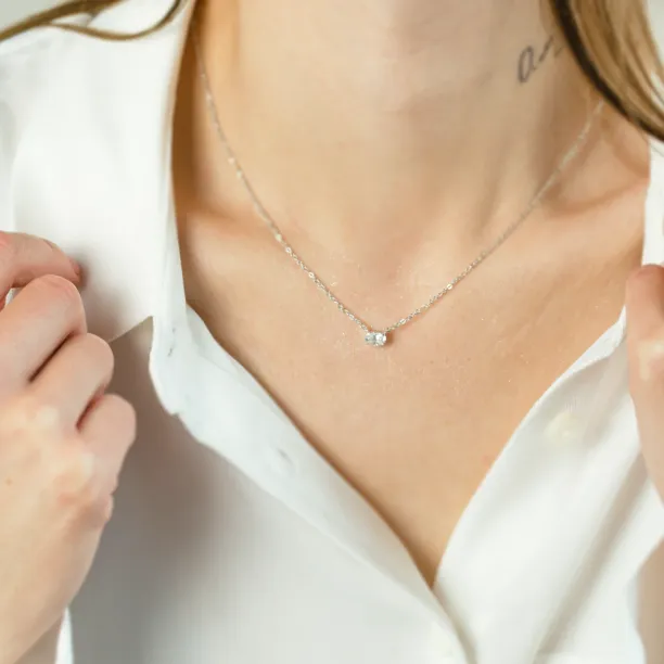 Zlatý náhrdelník s oválným moissanitem ARIA Image