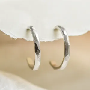 Gold circle earrings with hammered surface ISLA