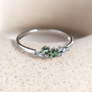 Cluster ring with moss agates and salt and pepper diamonds EVE Thumbnail