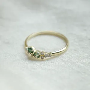 Cluster ring with moss agates and salt and pepper diamonds EVE Thumbnail