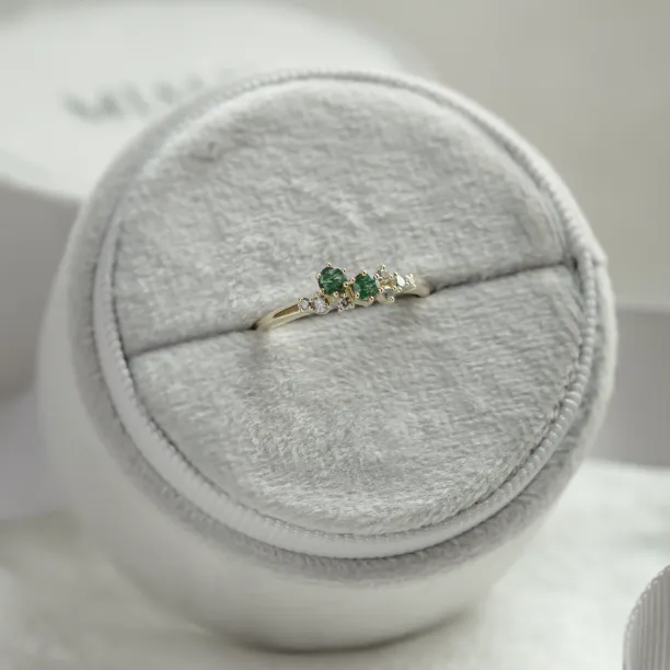 Cluster ring with moss agates and salt and pepper diamonds EVE Image