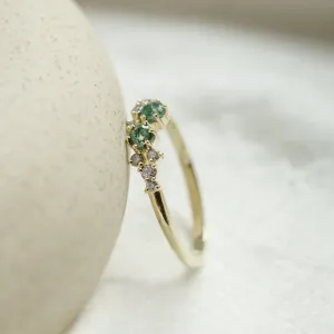 Cluster ring with moss agates and salt and pepper diamonds EVE Thumbnail