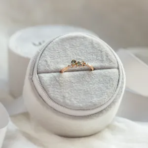 Cluster ring with moss agates and salt and pepper diamonds EVE Thumbnail