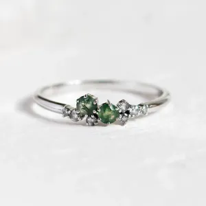 Cluster ring with moss agates and salt and pepper diamonds EVE Thumbnail