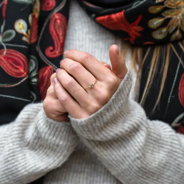 Zlatý prsten s champagne diamantem KYLIE Image