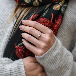 Gold engagement ring with moonstone and diamonds ELLIE Thumbnail