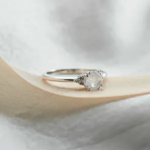 Gold engagement ring with moonstone and diamonds ELLIE Thumbnail