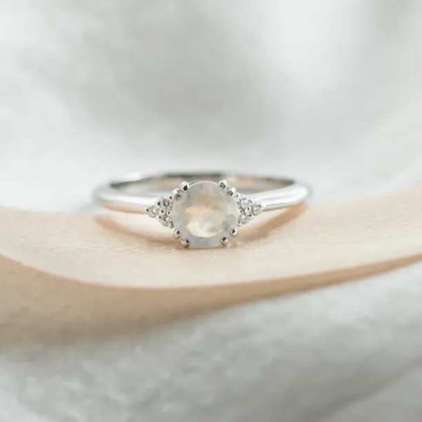 Gold engagement ring with moonstone and diamonds ELLIE Image