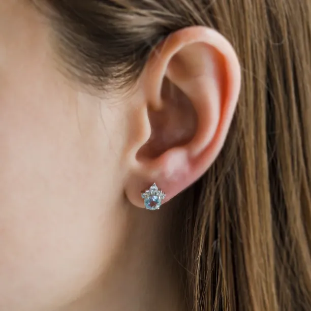 Gold earrings with aquamarines and diamonds DARIA Image