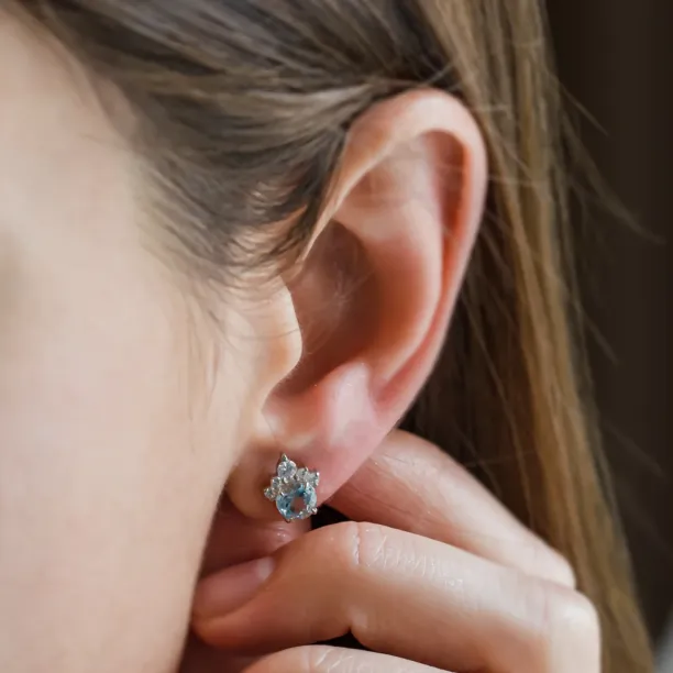 Gold earrings with aquamarines and diamonds DARIA Image