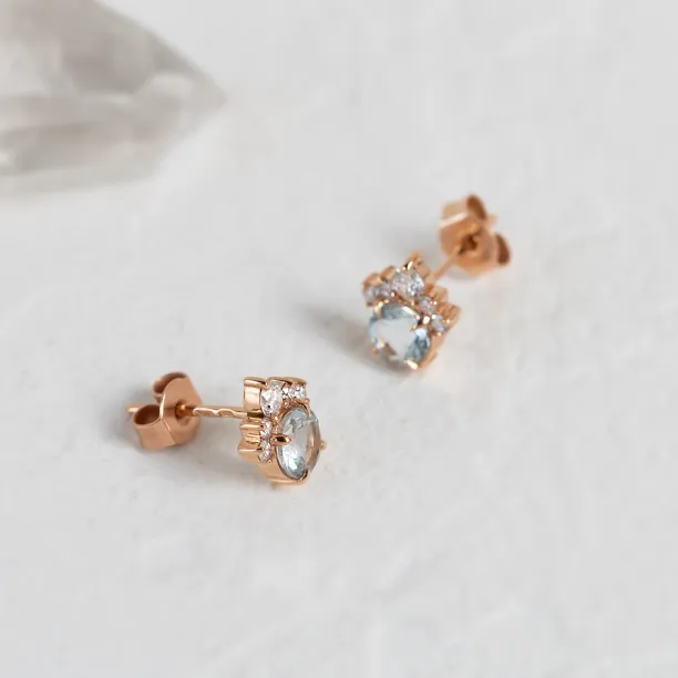 Gold earrings with aquamarines and diamonds DARIA Image