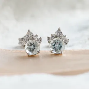 Gold earrings with aquamarines and diamonds DARIA Thumbnail