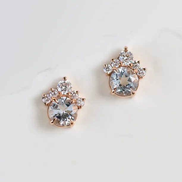 Gold earrings with aquamarines and diamonds DARIA Image