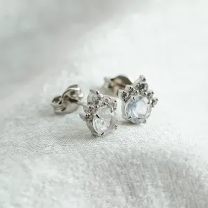 Gold earrings with moonstone and diamonds MONY Thumbnail