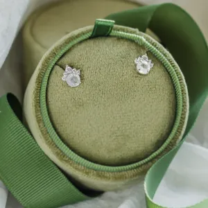 Gold earrings with moonstone and diamonds MONY Thumbnail