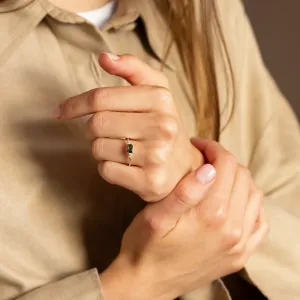 Modern ring with emerald sapphire and diamonds EUDE Thumbnail