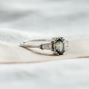 Gold ring with teal oval sapphire DIANA Thumbnail