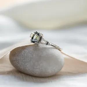 Gold ring with teal oval sapphire DIANA Thumbnail