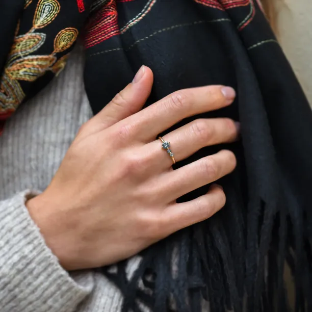 Zlatý prsten se salt and pepper diamantem SUE  Image