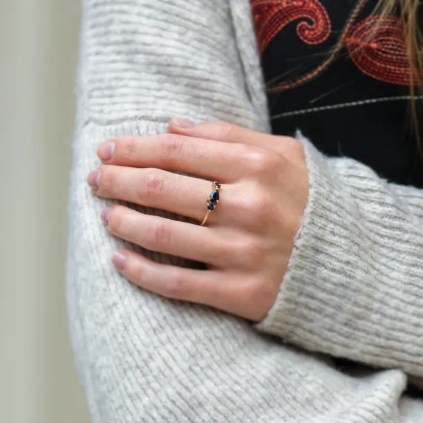 Gold ring with blue sapphires SKYLER Image