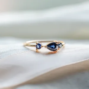 Gold ring with blue sapphires SKYLER Thumbnail